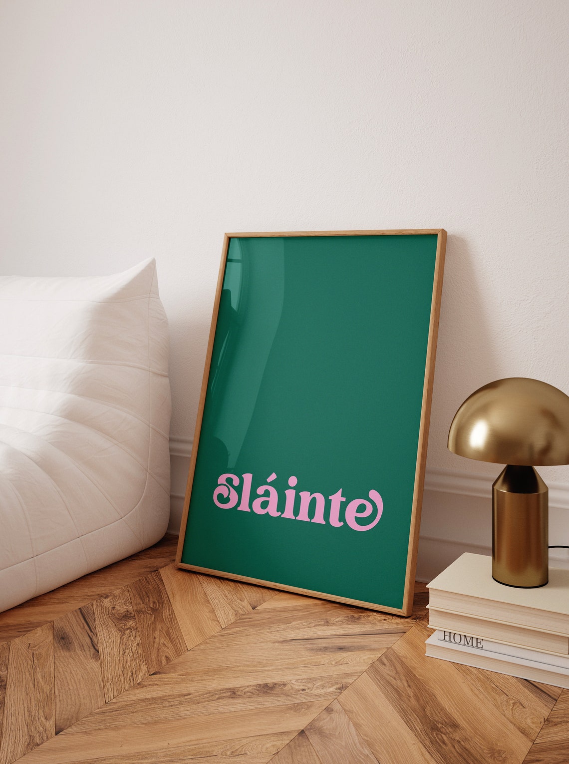 Slainte Irish Cheers Toast Pink Retro Typography Green Poster - Image 6