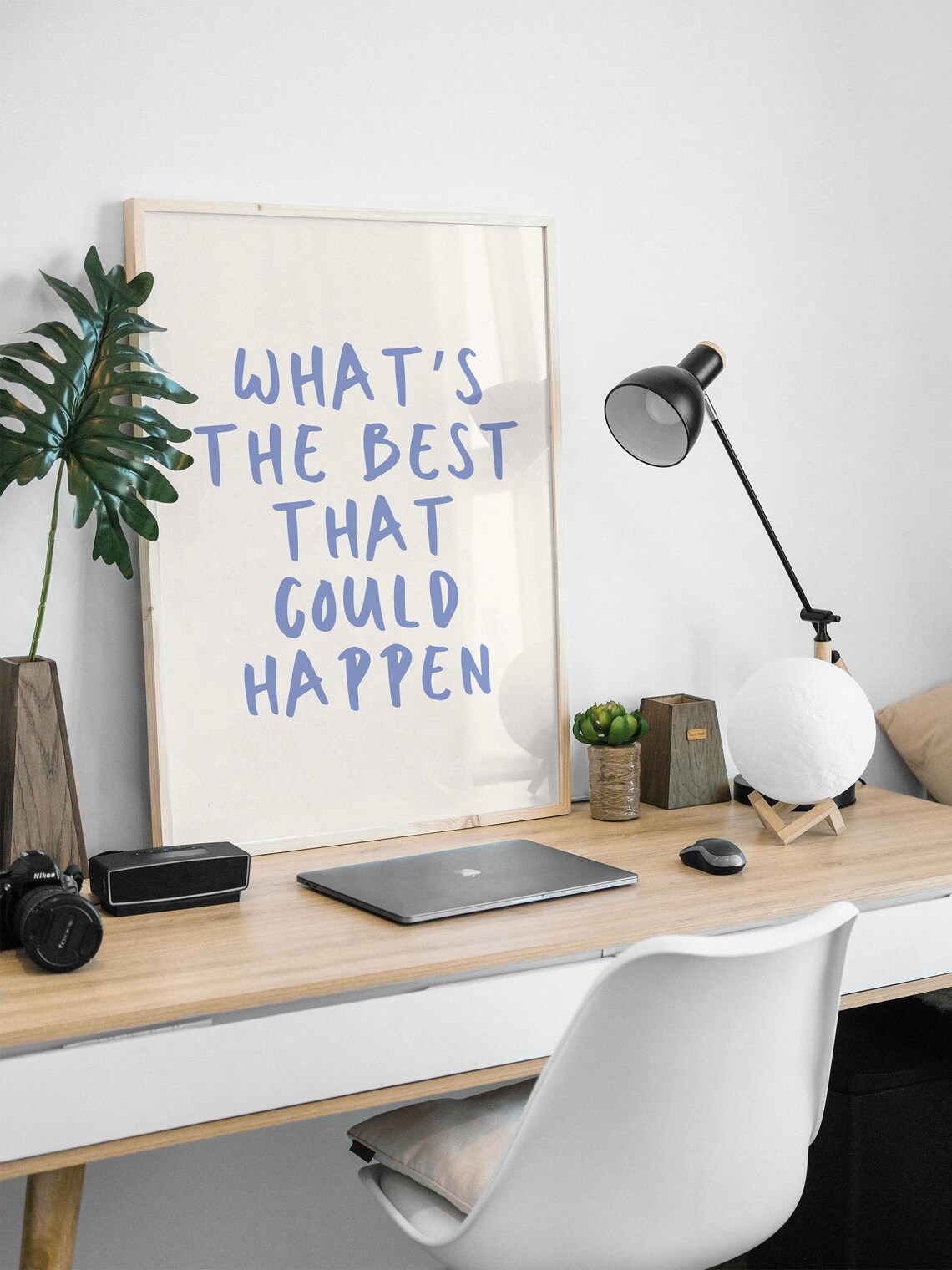 Whats the Best That Could Happen Blue Typography Quote Poster - Image 4