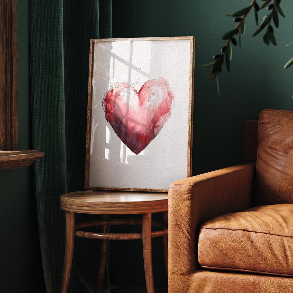 Pink Watercolor Heart Minimalist Romantic Valentine Wall Art - Image 3