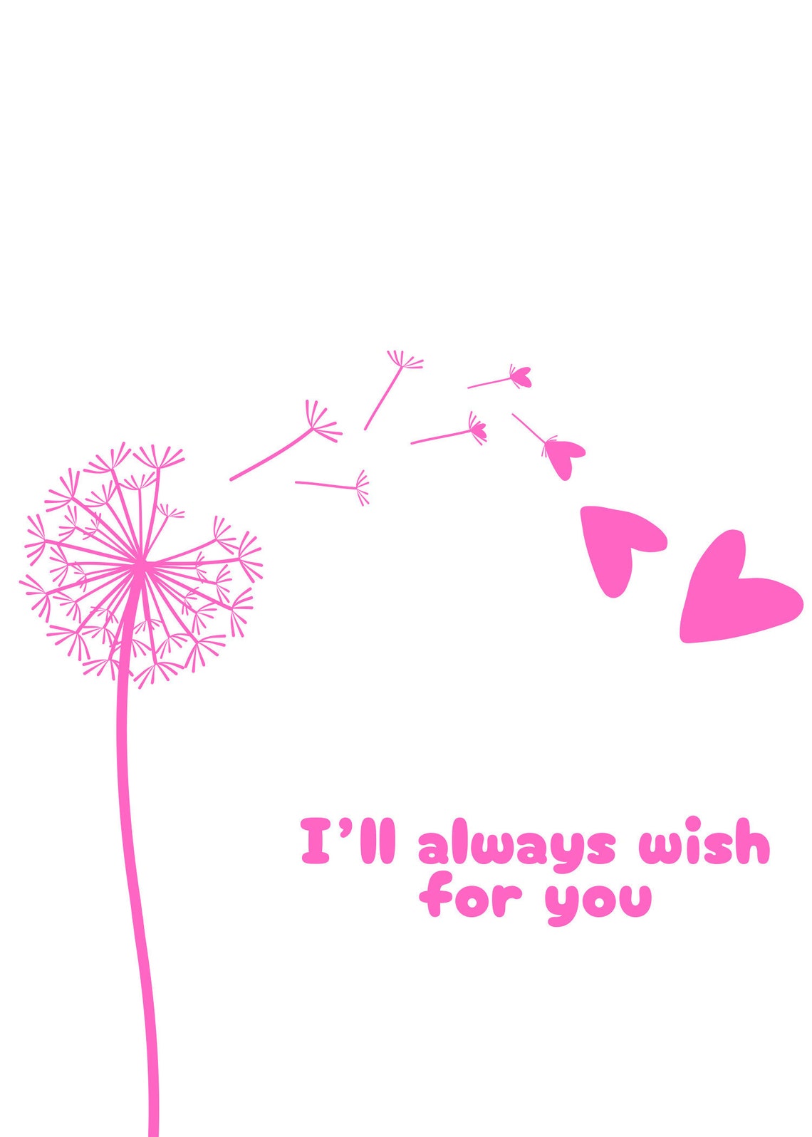 Ill Always Wish For You Pink Dandelion Hearts Make A Wish Wall Art - Image 3