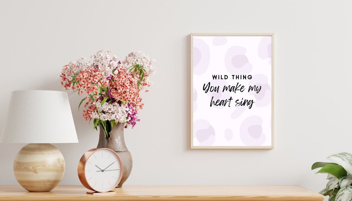 Wild Thing You Make My Heart Sing Lavender Leopard Print Wall Art - Image 3