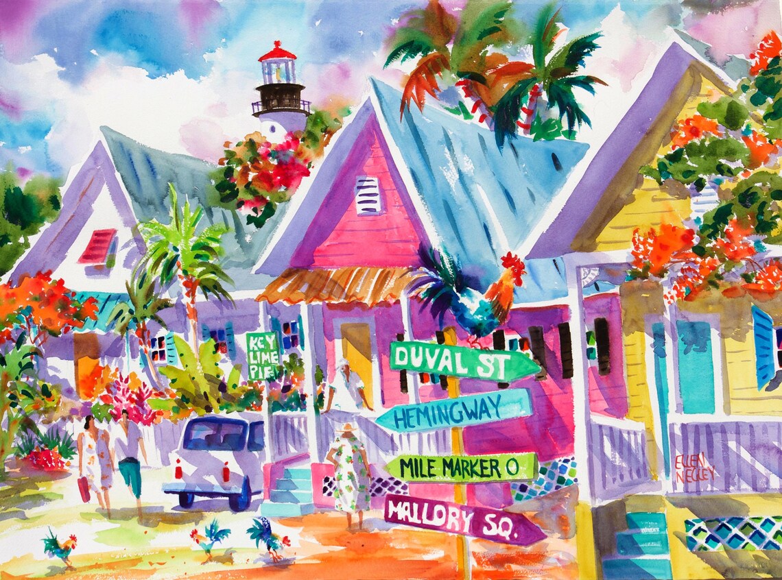 Key West Hemingway House Rooster Travel Poster - Image 3