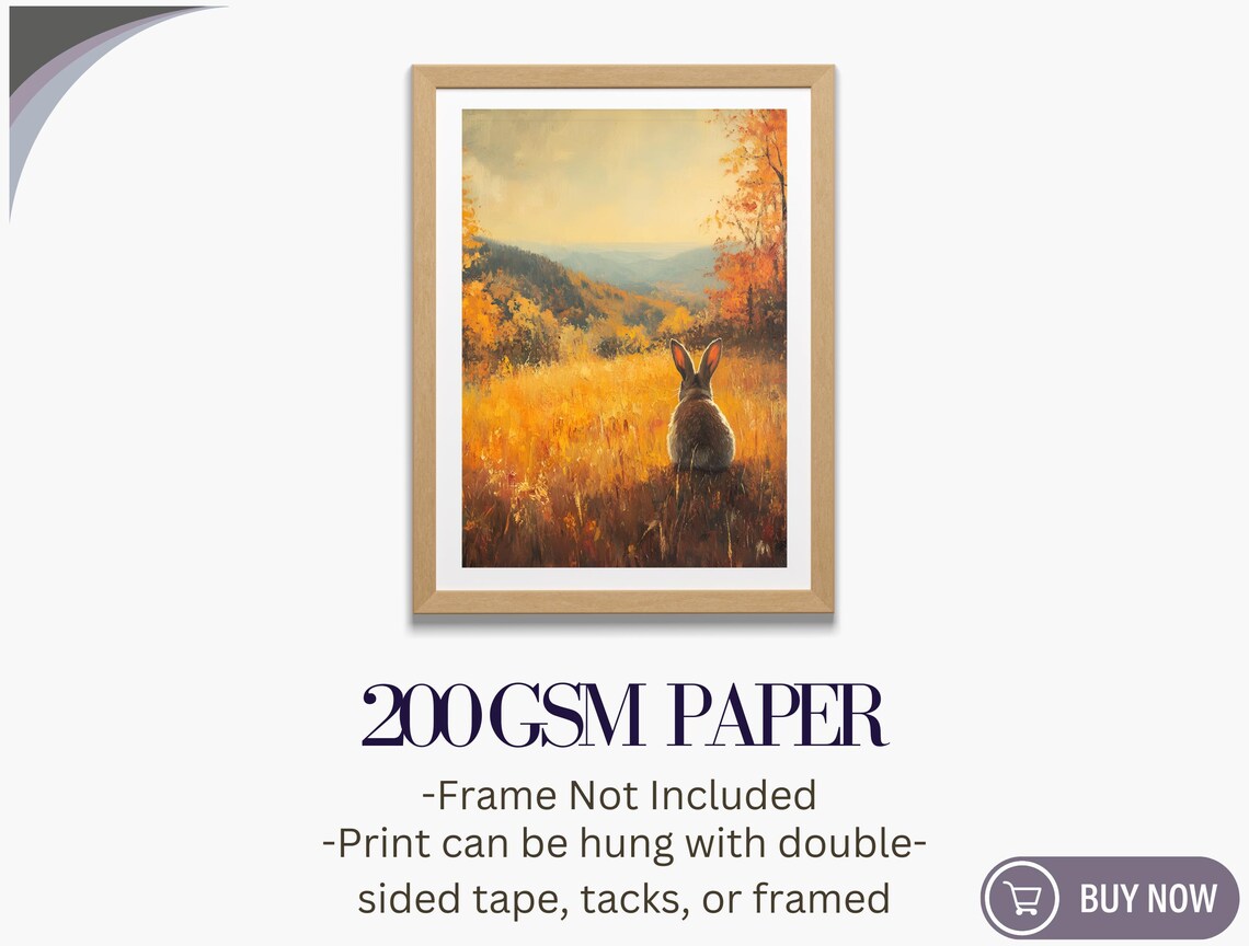 Rabbit Autumn Meadow Golden Fall Valley Vintage Wildlife Art Poster - Image 5