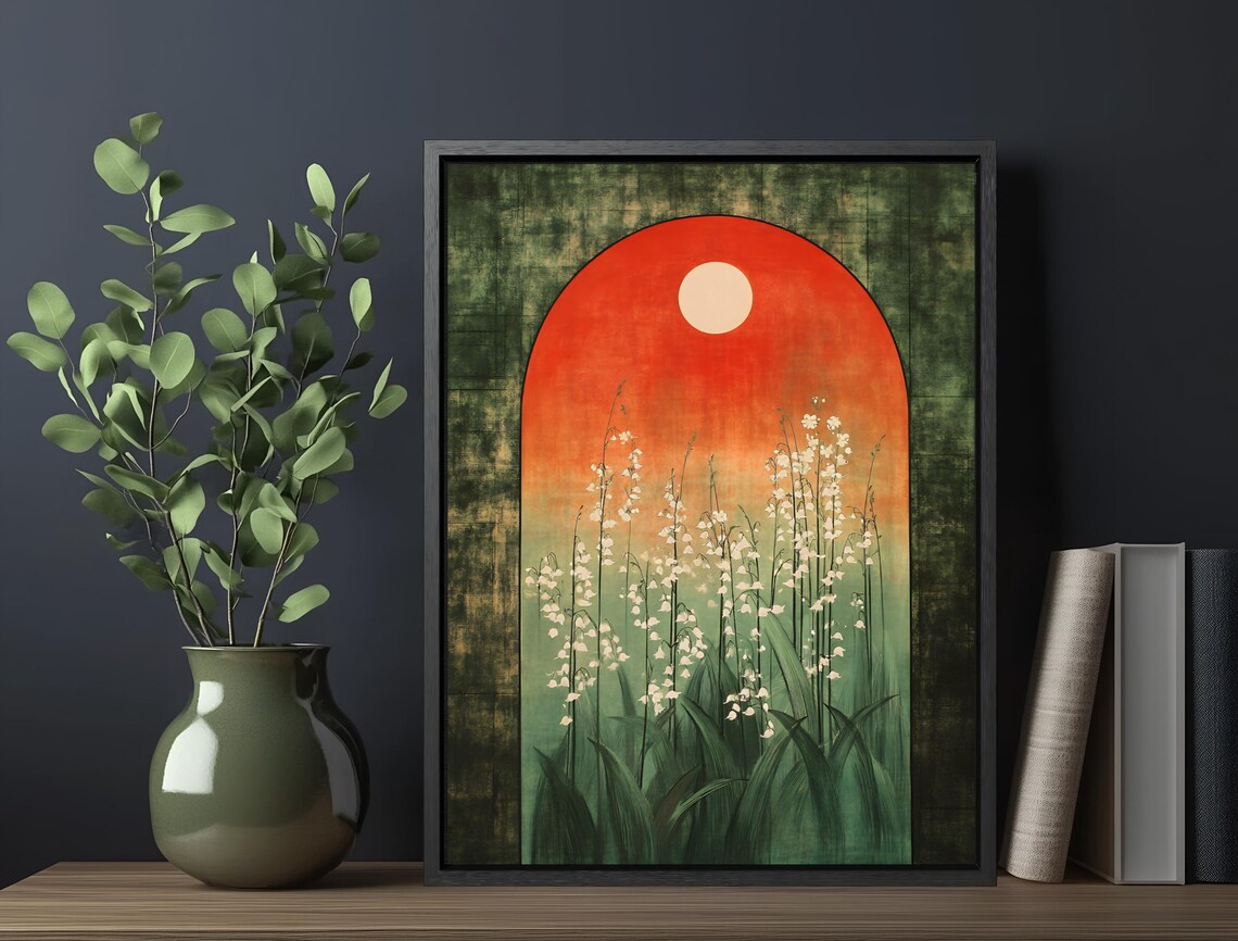 Lily of the Valley Crimson Arch Pale Moon Vintage Floral Poster - Image 5