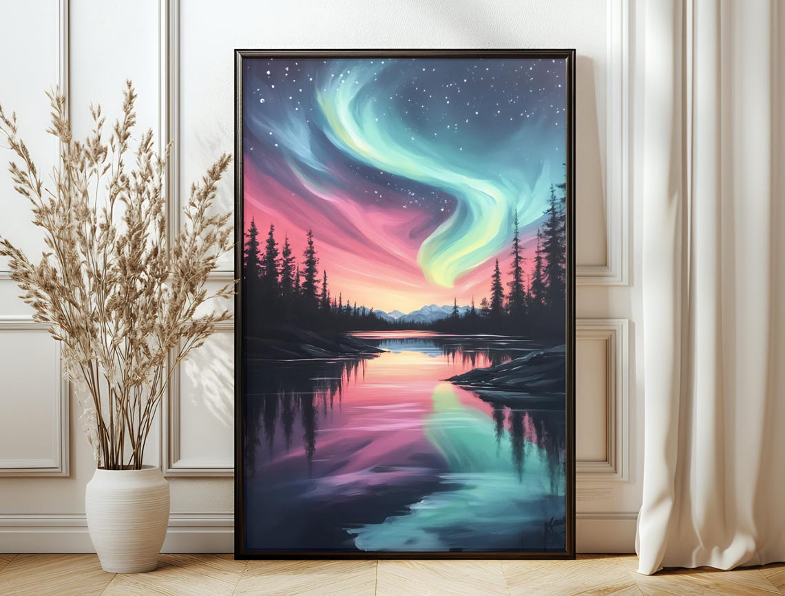 Dark Maximalist Art Print Dark Night Sky Painting For Aesthetic Home Decor Unique Wall Art