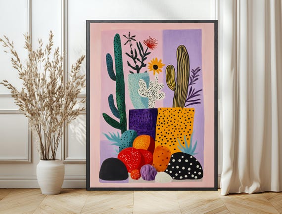 Colorful Maximalist Wall Art Matisse Inspired Patchwork Poster Vibrant Home Decor Abstract Art Print For Living Room