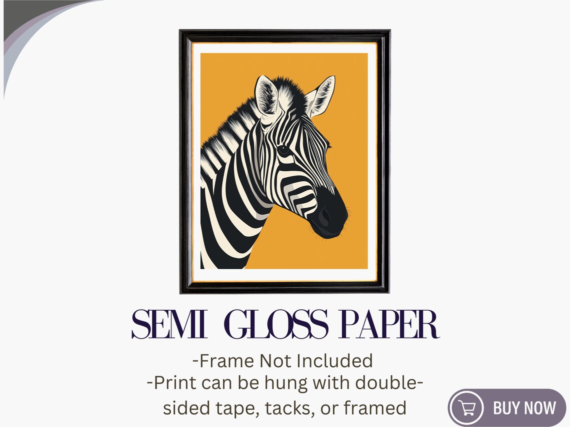 Zebra Head Mustard Orange Background Bold Graphic Safari Art Poster - Image 6
