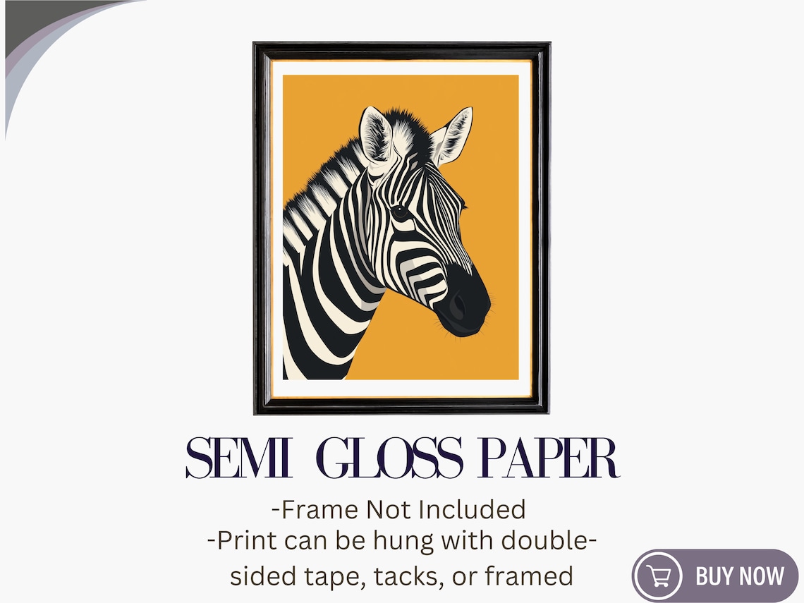 Zebra Portrait On Mustard Yellow Retro Preppy Animal Wall Art Poster - Image 6