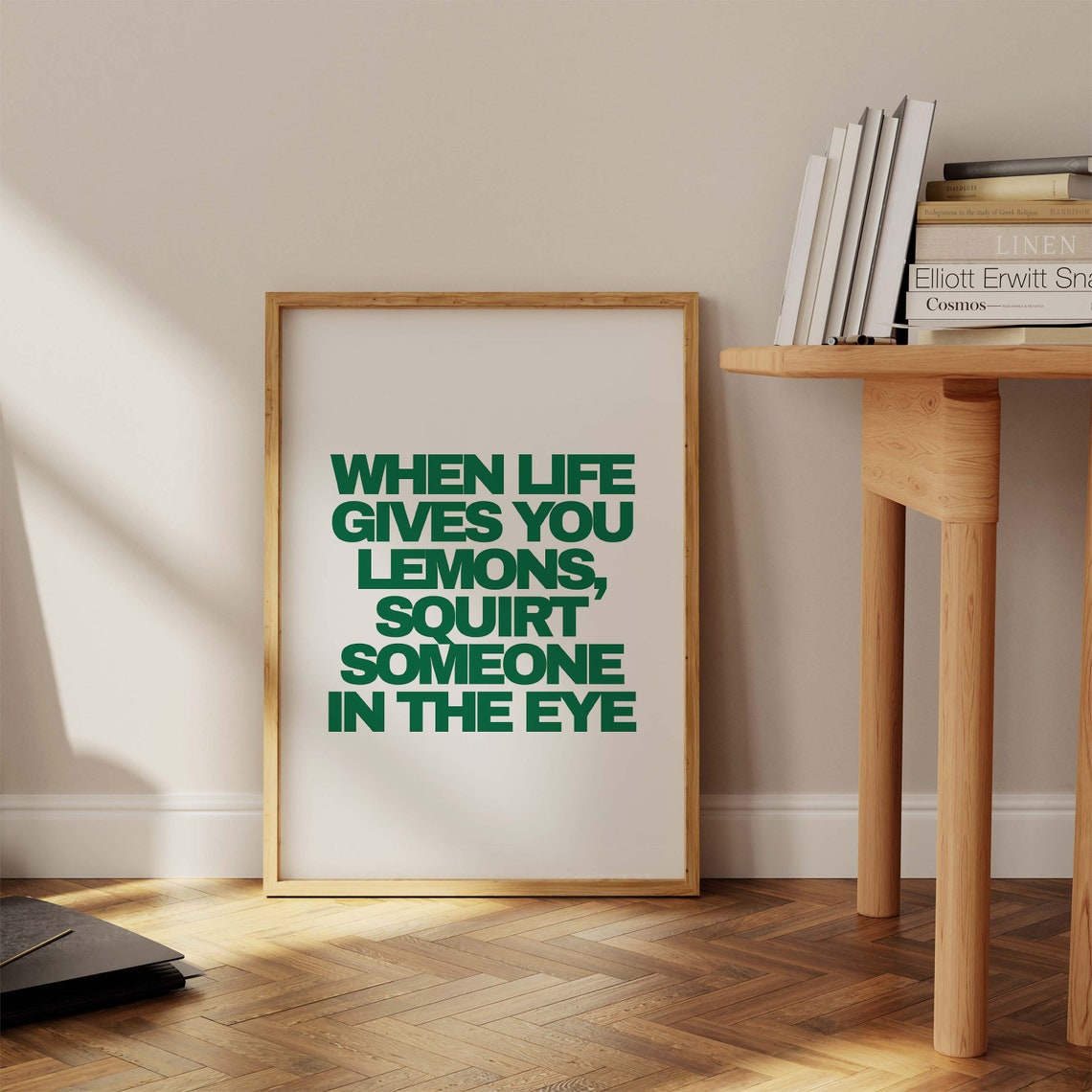 When Life Gives You Lemons Funny Green Typography Quote Poster - Image 2