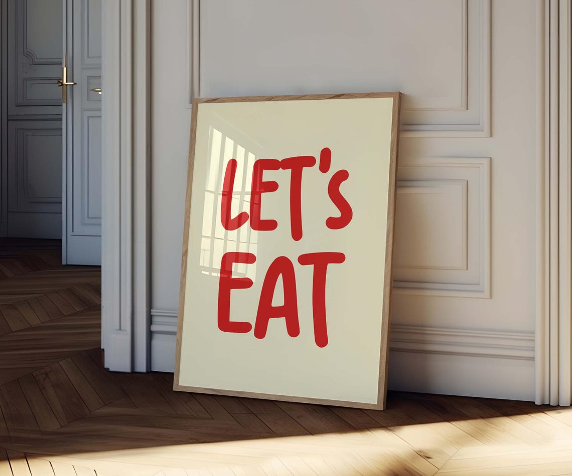 Fun Let's Eat Bold Red Typography Kitchen Wall Decor Art Poster - Image 2