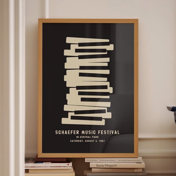 Schaefer Music Festival 1967 Piano Keys Abstract Black Poster