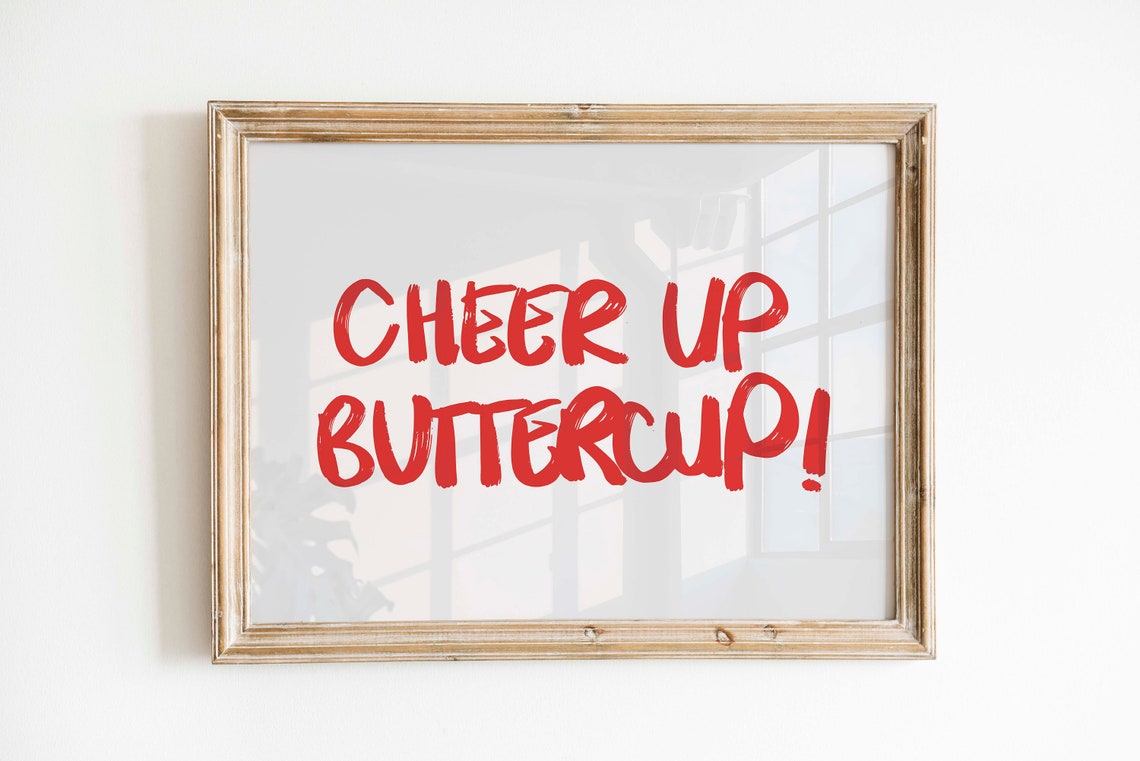 Cheer Up Buttercup Red Hand Lettered Motivational Quote Poster - Image 2