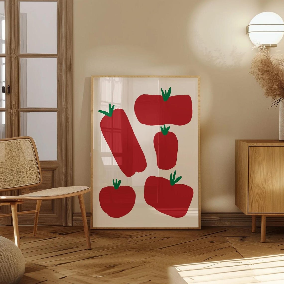 Bold Let's Eat Typography and Red Tomato Kitchen Art Poster Set - Image 2