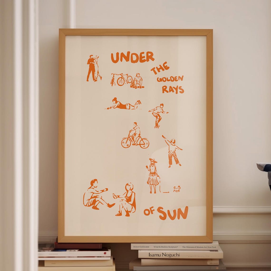 Vertical Under the Golden Rays of Sun Orange Summer Sketch Poster
