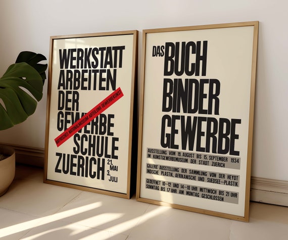 Ernst Keller Set Of Two International Typographic Style Swiss Style Swiss Design Graphic Design Poster Exhibition Poster Print