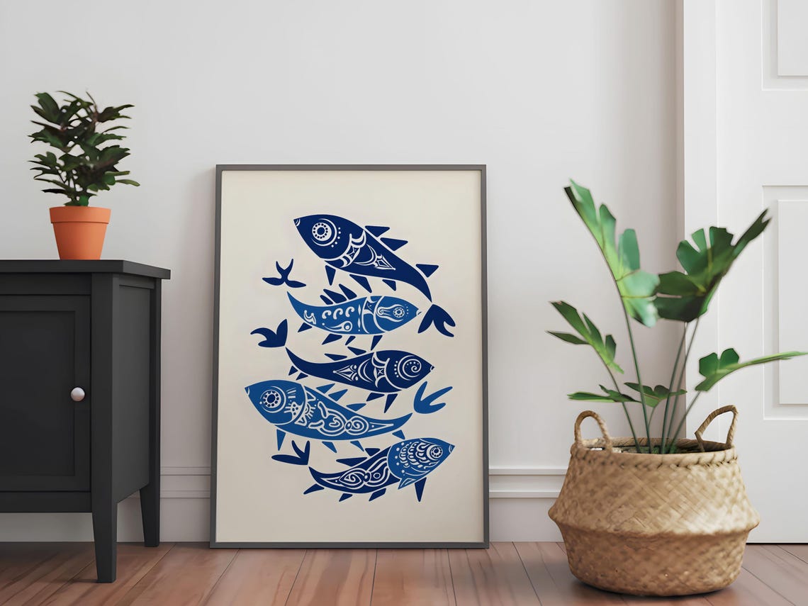 Vintage Vibe Fish Poster, Unique Artwork - Image 3
