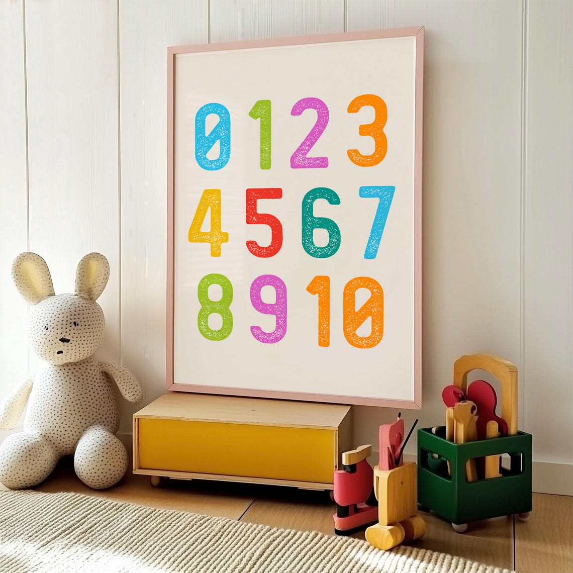 Colorful Numbers 0 to 10 Nursery Counting Learning Kids Poster