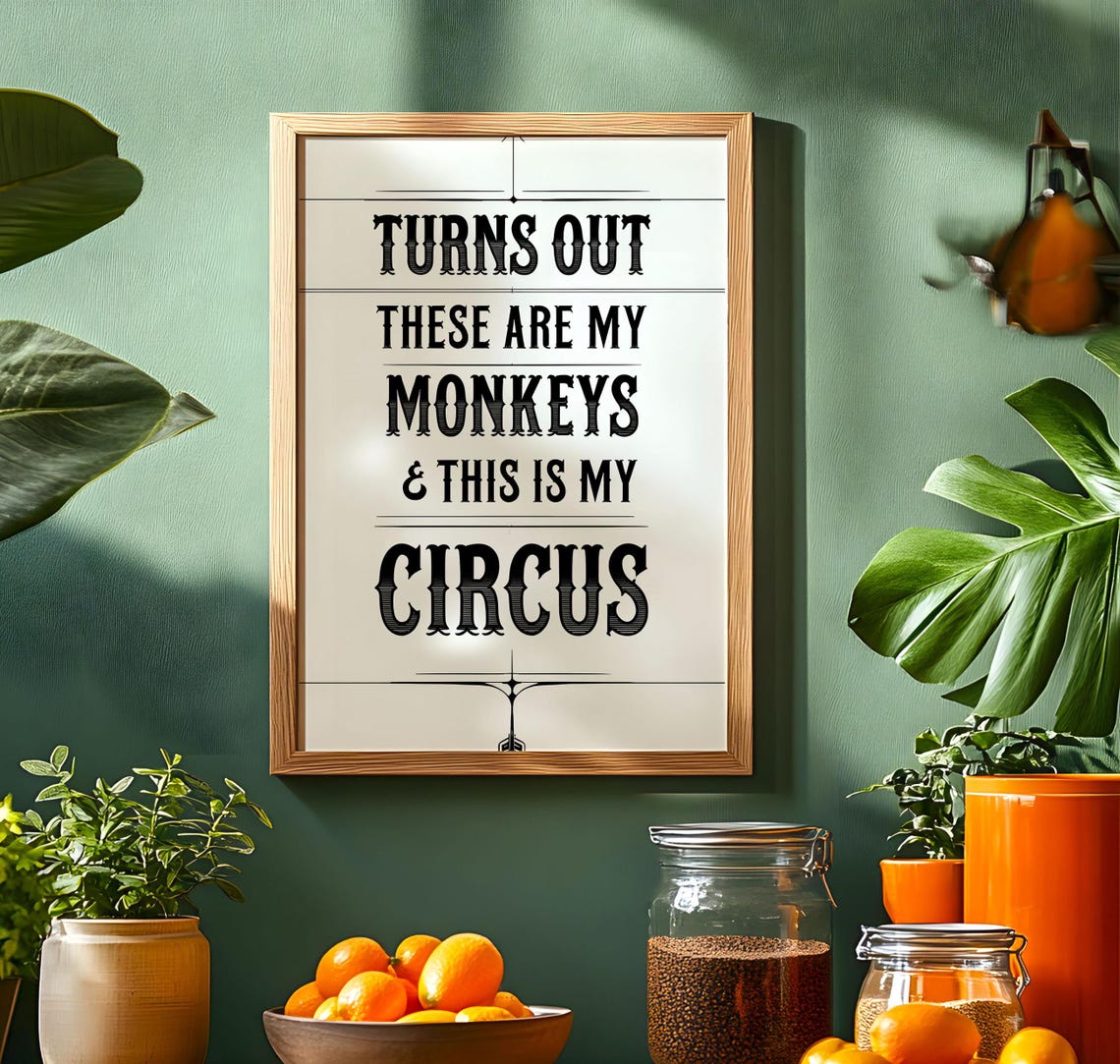 My Monkeys Circus, Funny Typography Art Print - Image 4