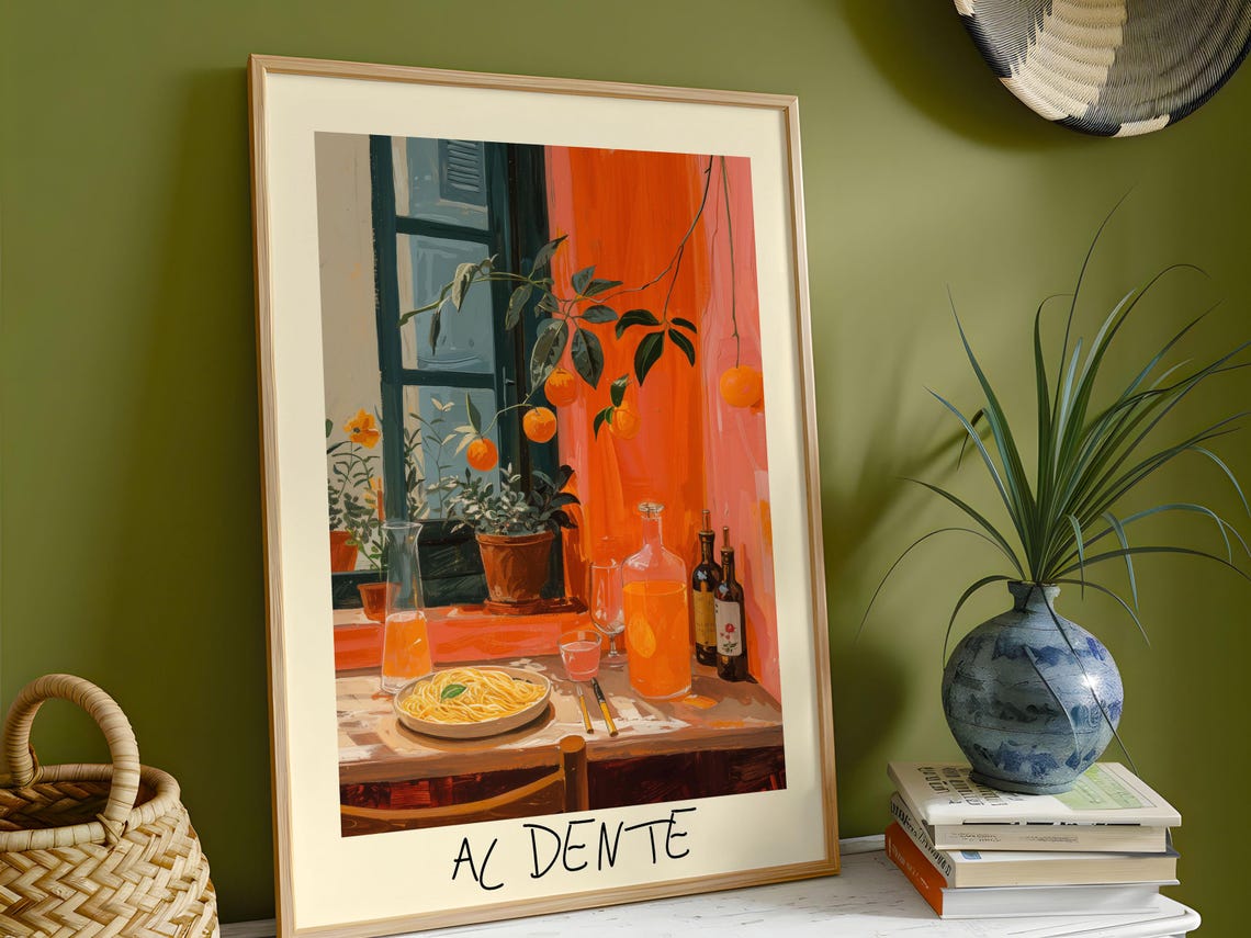 Al Dente Italian Kitchen Pasta and Oranges Scene Decor Poster
