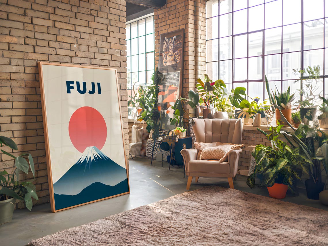 Vintage Fuji Mountain Travel Poster, Nature Landscape - Image 5