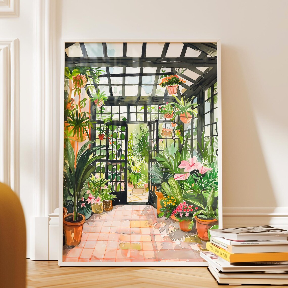 Greenhouse Botanical Plant Painting Poster, Floral Decor