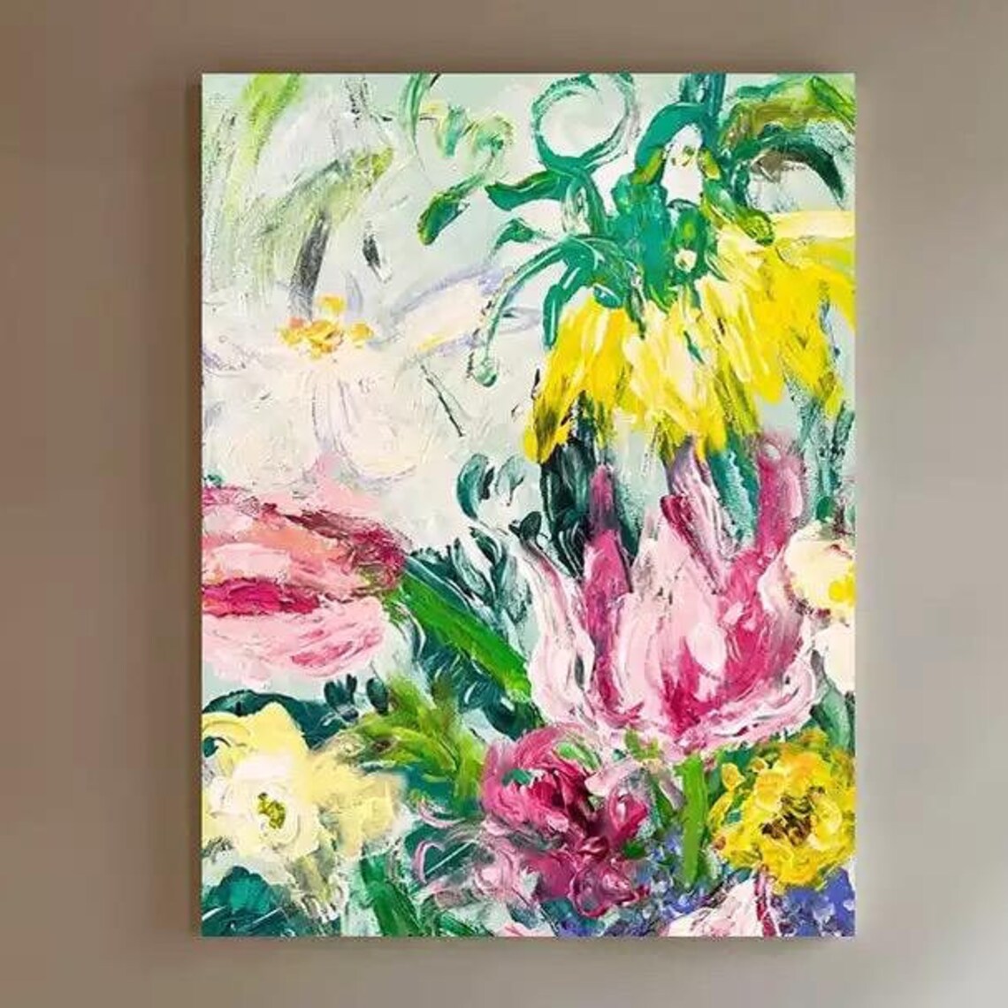 Vibrant Multicolor Garden Blooms Expressive Floral Painting Poster