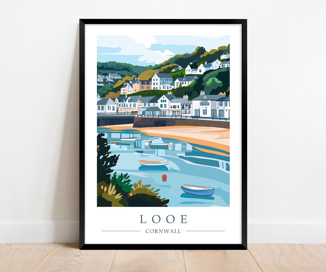 Looe Cornwall Travel Poster, Cornish Town Wall Art