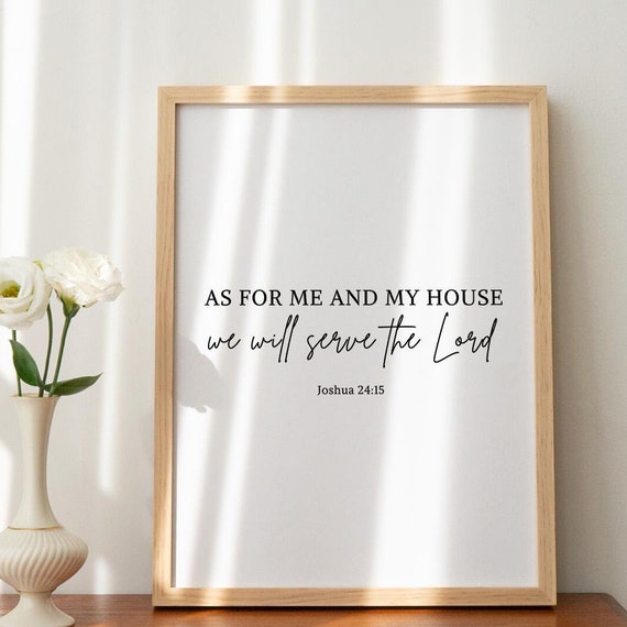 Christian Wall Art Print Religious Poster Joshua Scripture Print Faith Poster Bible Verse Print Baptism Gift Christian Gift