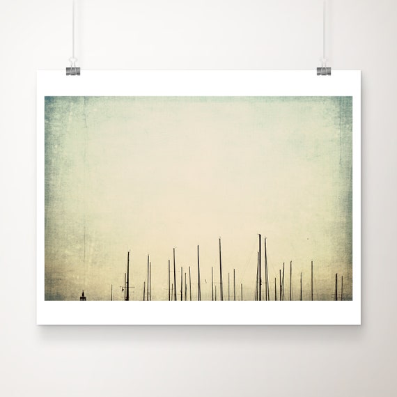 Sailboat Mast Photograph Abstract Green Nautical Print