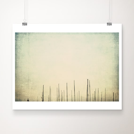 Sailboat Masts Silhouette Abstract Minimalist Nautical Art Print
