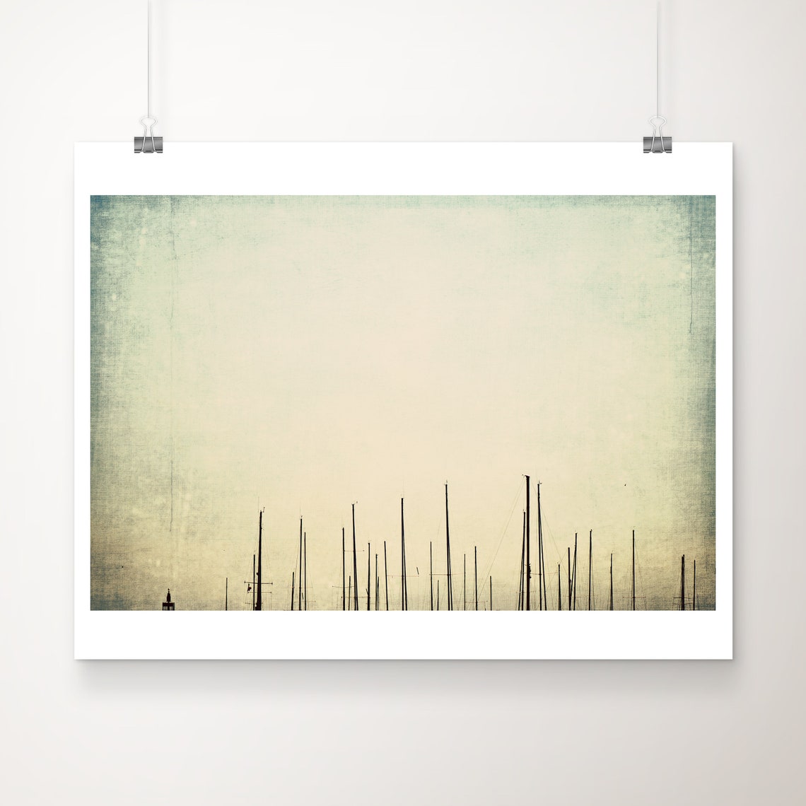 Sailboat Mast Photograph Abstract Green Nautical Print