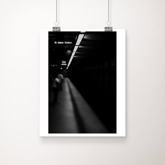 Los Angeles Union Station Metro Black and White Urban Photography Poster