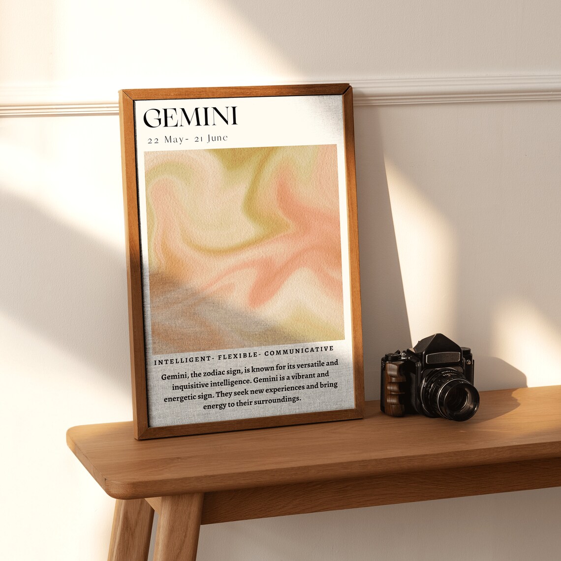 Gemini Zodiac Aura Gradient Poster for May June Birthdays Astrology Gift - Image 3