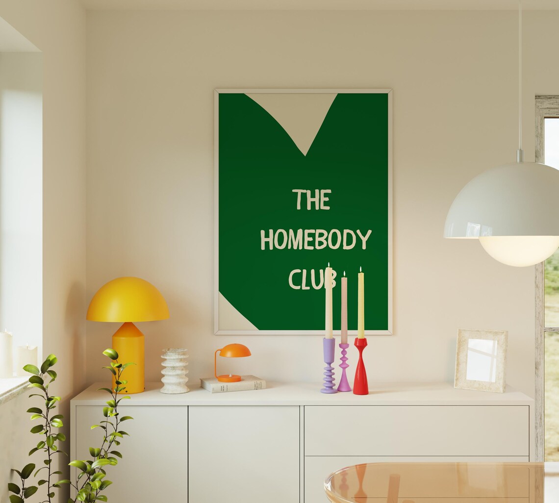 The Homebody Club Green Minimalist Cozy Typography Quote Poster - Image 3