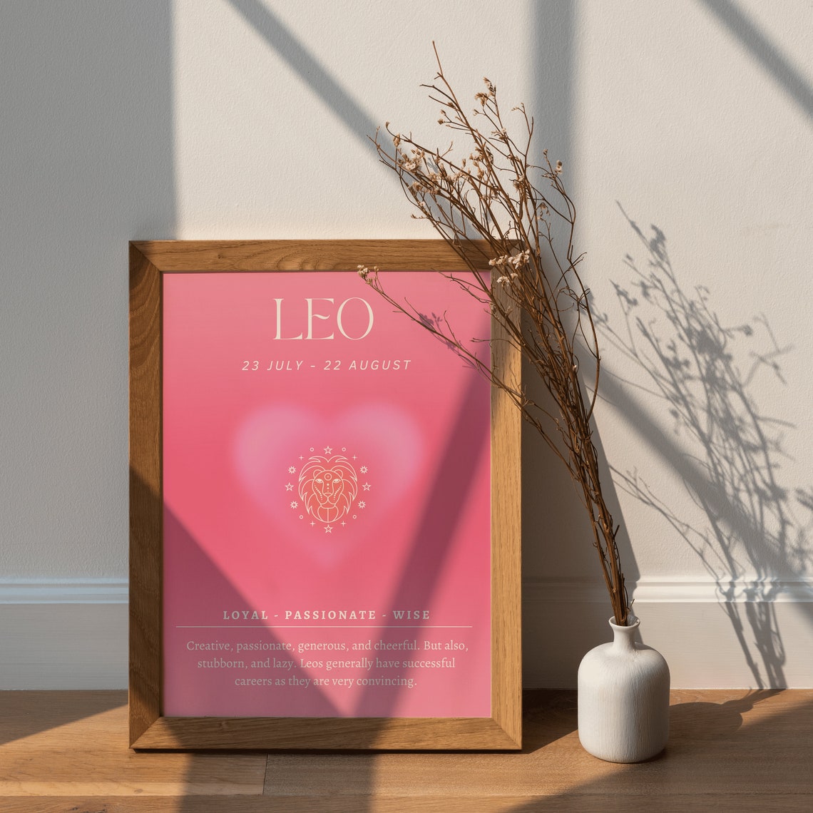 Leo Gifts Leo Pink Poster Leo Print Leo Star Sign Astrology Print Leo Zodiac Print Spiritual Wall Art Trendy Wall Art Print - Image 2