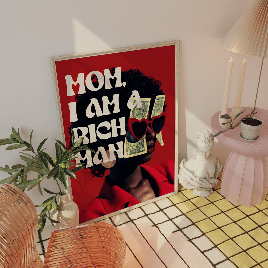 Mom I Am A Rich Man Feminist Quote Bold Photo Collage Poster - Image 2