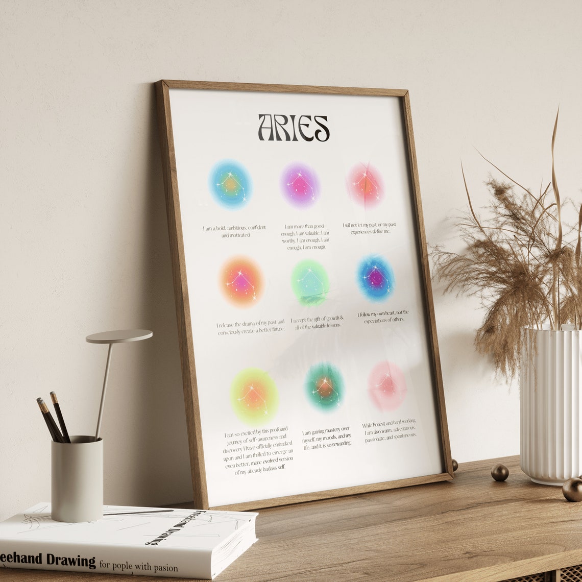 Aries Zodiac Affirmation Aura Constellation Spiritual Wall Art - Image 4