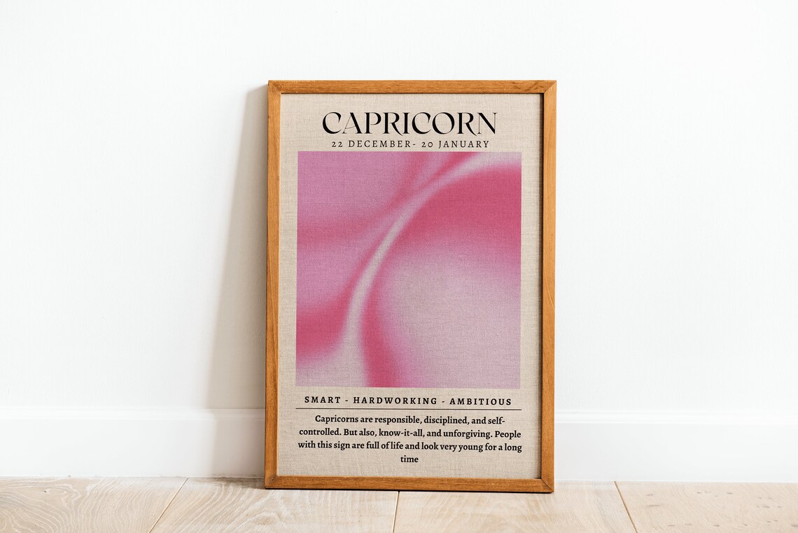 Capricorn Pink Aura Zodiac Star Sign Astrology Birthday Gift Wall Poster - Image 4