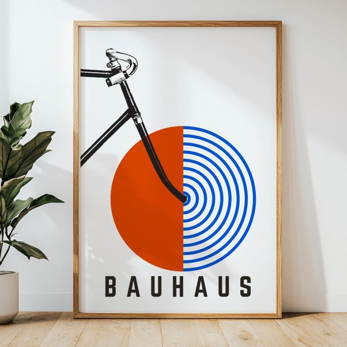 Bicycle Bauhaus Poster, Vintage Mid-Century Modern Art Print