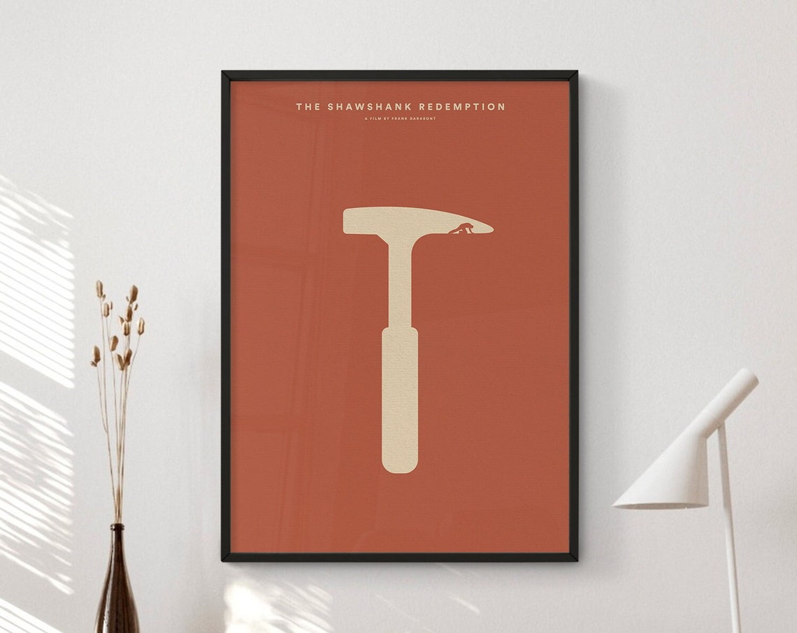 Shawshank Redemption Minimalist Hammer Orange Movie Poster Art - Image 2