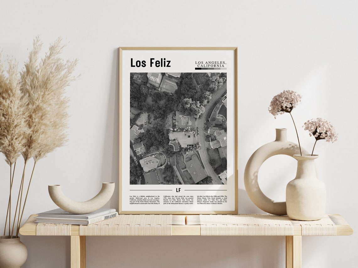 Los Feliz Poster Black And White Los Feliz Print Black And White Los Feliz Wall Art Minimal Travel Print Travel Poster - Image 6