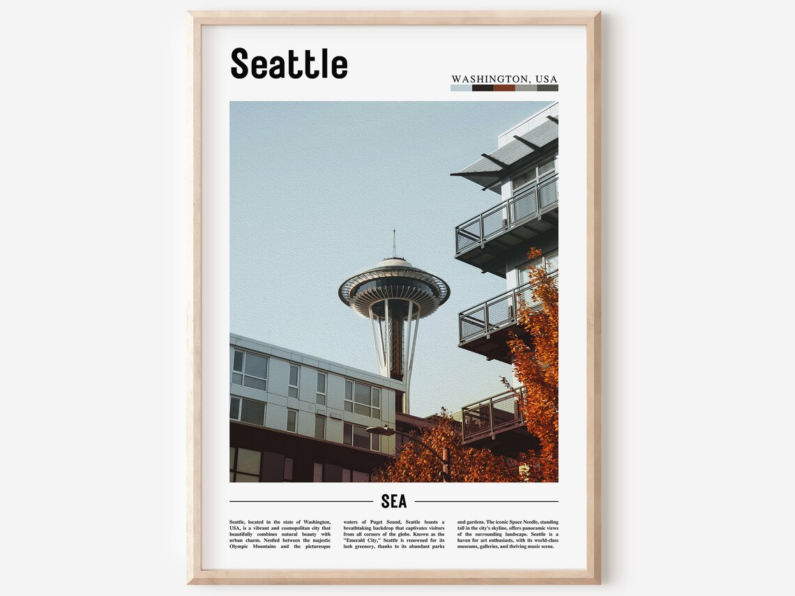 Seattle Poster Seattle Print Seattle Wall Art United States Photo United States Poster United States Print