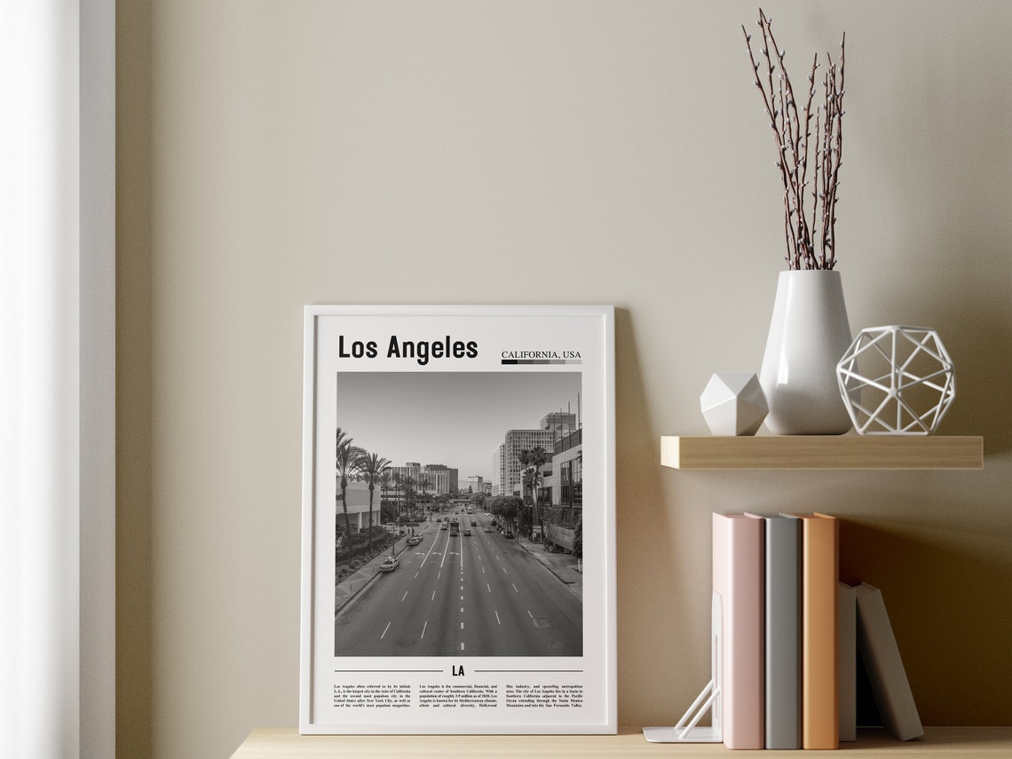Los Angeles Poster Black And White Los Angeles Print Black And White Los Angeles Wall Art Minimal Travel Print Travel Poster - Image 3