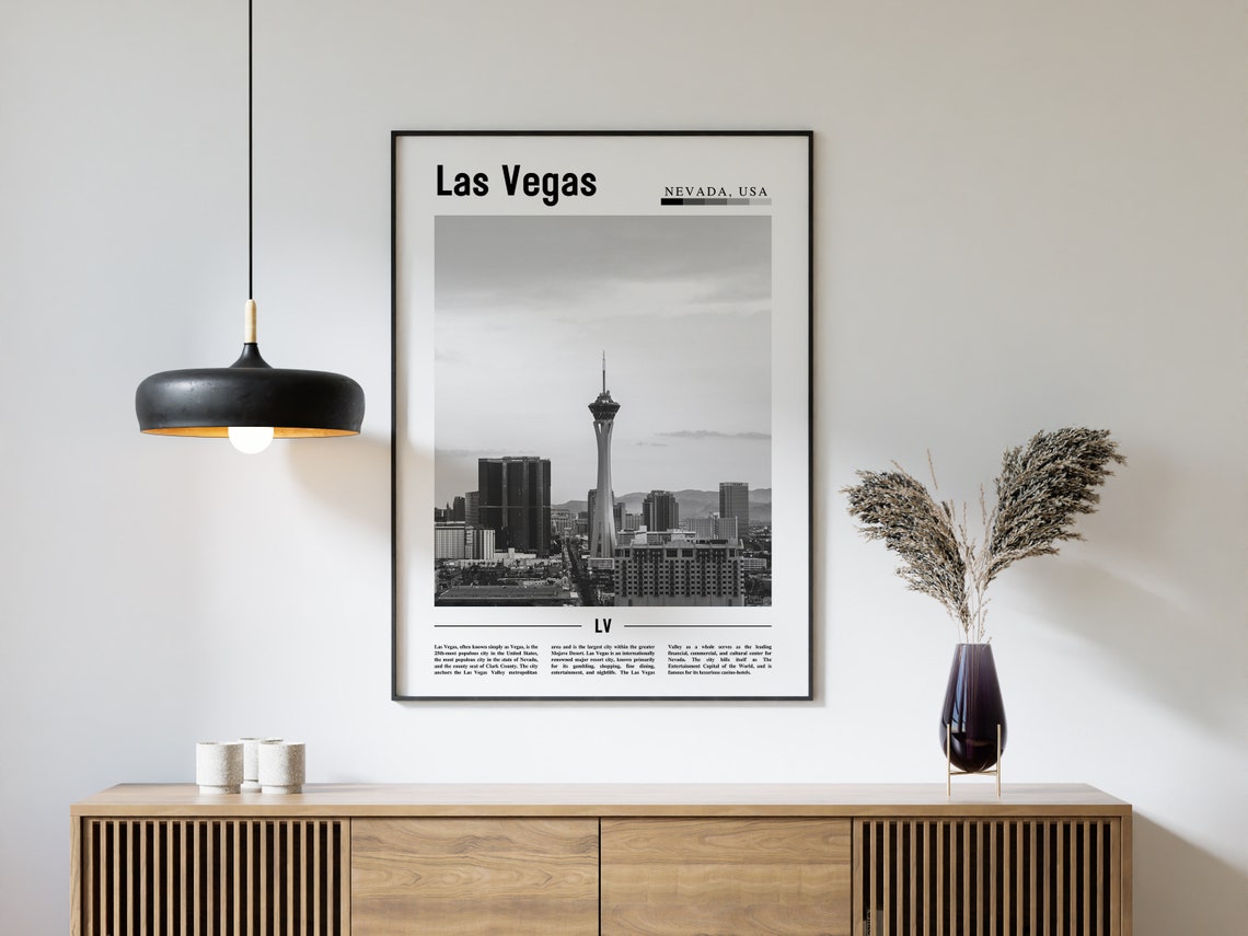 Las Vegas Poster Black And White Las Vegas Print Black And White Las Vegas Wall Art Minimal Travel Print Travel Poster - Image 4