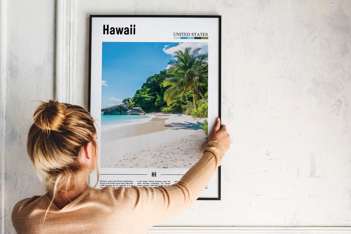 Hawaii Print Hawaii Poster Hawaii Wall Art Oil Painting Poster Colorful City Print City Artwork Travel Artwork Travel Wall Art - Image 4