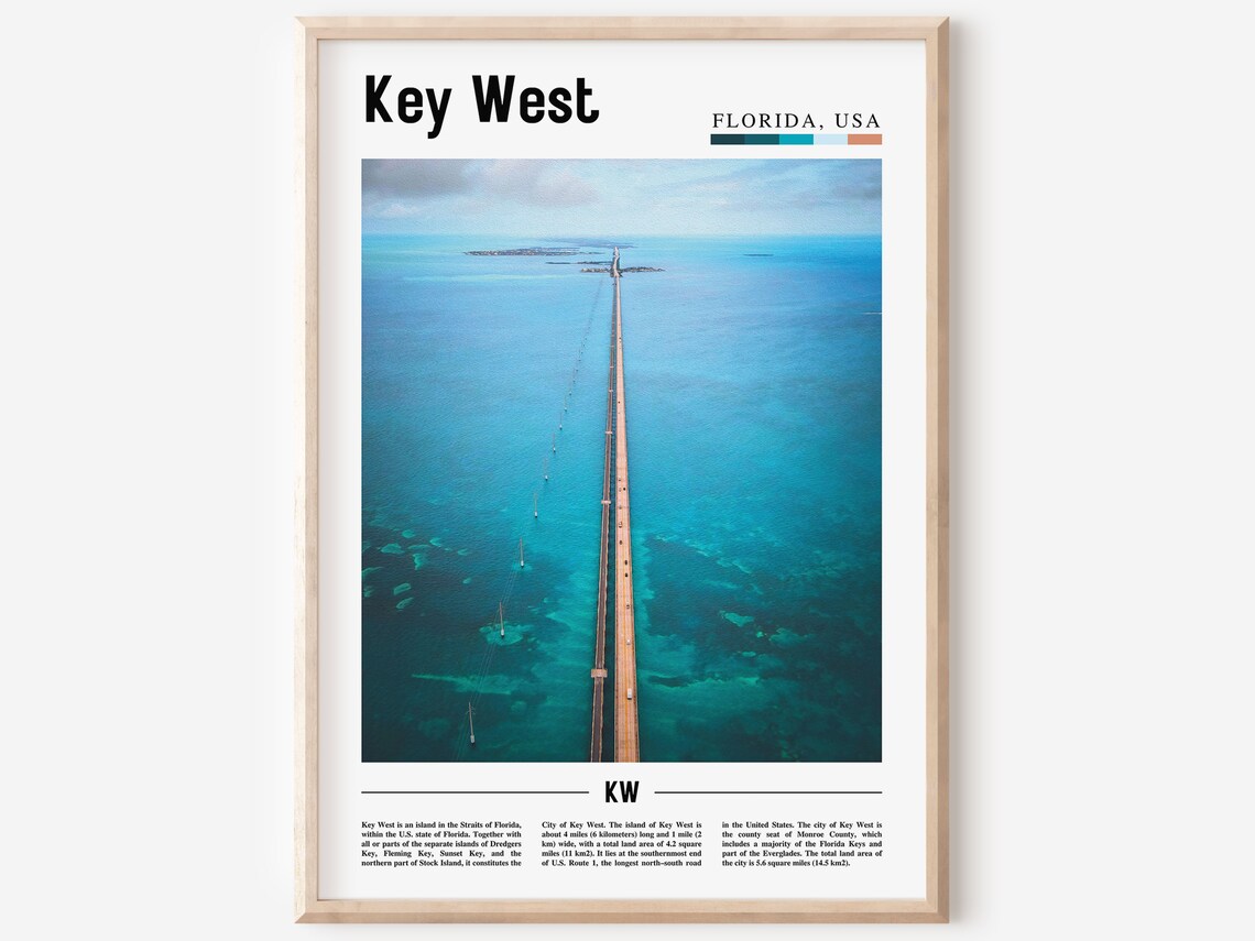 Key West Oil Painting Poster, Travel Artwork