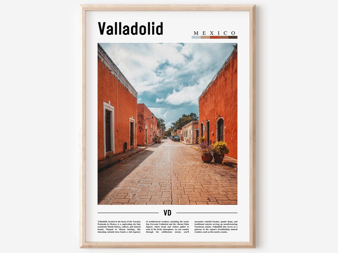 Valladolid Minimal Travel Poster, Oil Painting