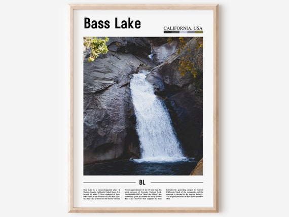Bass Lake Print Bass Lake Poster Bass Lake Wall Art Minimal Travel Print Minimal City Poster Travel Destination Oil Painting Poster