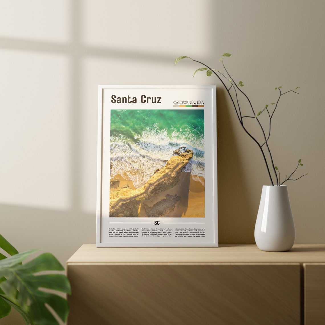 Santa Cruz Print Santa Cruz Poster Santa Cruz Wall Art Oil Painting Poster Colorful City Print City Artwork Travel Artwork Travel Art - Image 2