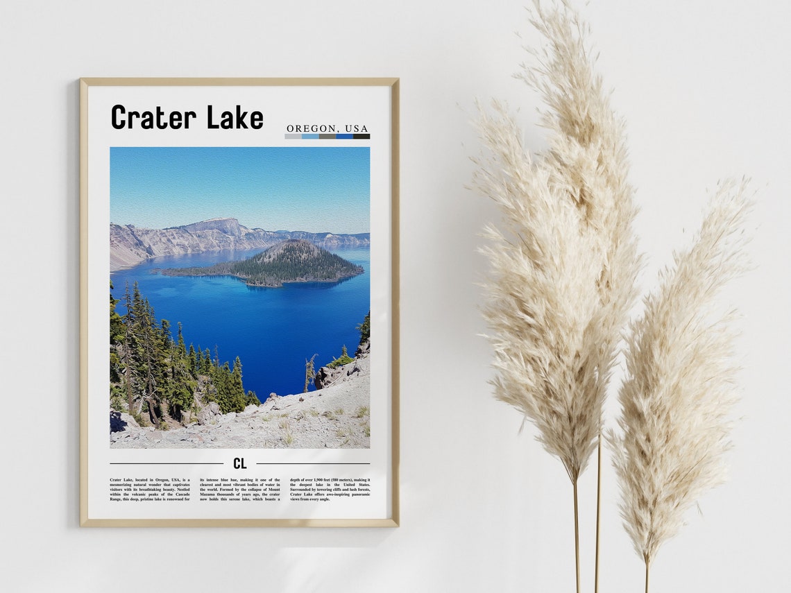 Crater Lake Poster Crater Lake Print Crater Lake Wall Art United States Photo United States Poster United States Print - Image 4